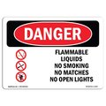 Signmission OSHA Danger Sign, 12" Height, 18" Width, Aluminum, Flammable Liquids No Smoking Matches, Landscape OS-DS-A-1218-L-1243